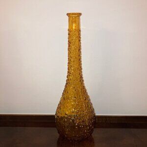 Vintage MCM Amber Empoli Glass Hobnail Genie Bottle Decanter